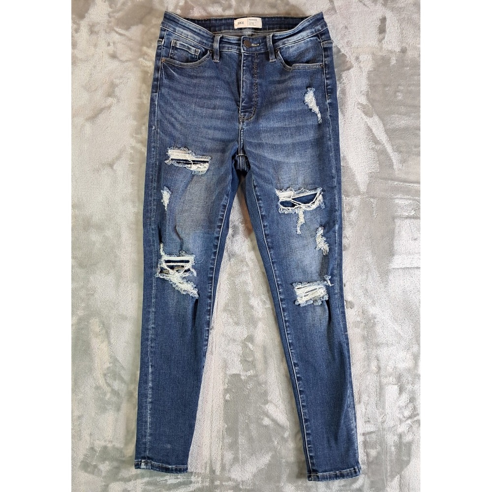 BKE Parker High Rise Ankle Skinny Jeans Women Size 28 Distressed Ripped Med Wash